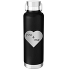 Laser etched black 24 oz vacuum insulated water bottle with 'You Plus Me' design