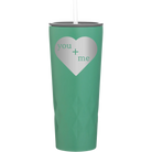 Laser etched forage 20 oz vacuum insulated tumbler with 'You Plus Me' design