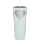 Laser etched meadow 20 oz vacuum insulated tumbler with 'You Plus Me' design