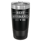 Personalized black 20 oz vacuum insulated tumbler with 'Best Husband' design