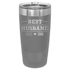 Personalized dark gray 20 oz vacuum insulated tumbler with 'Best Husband' design