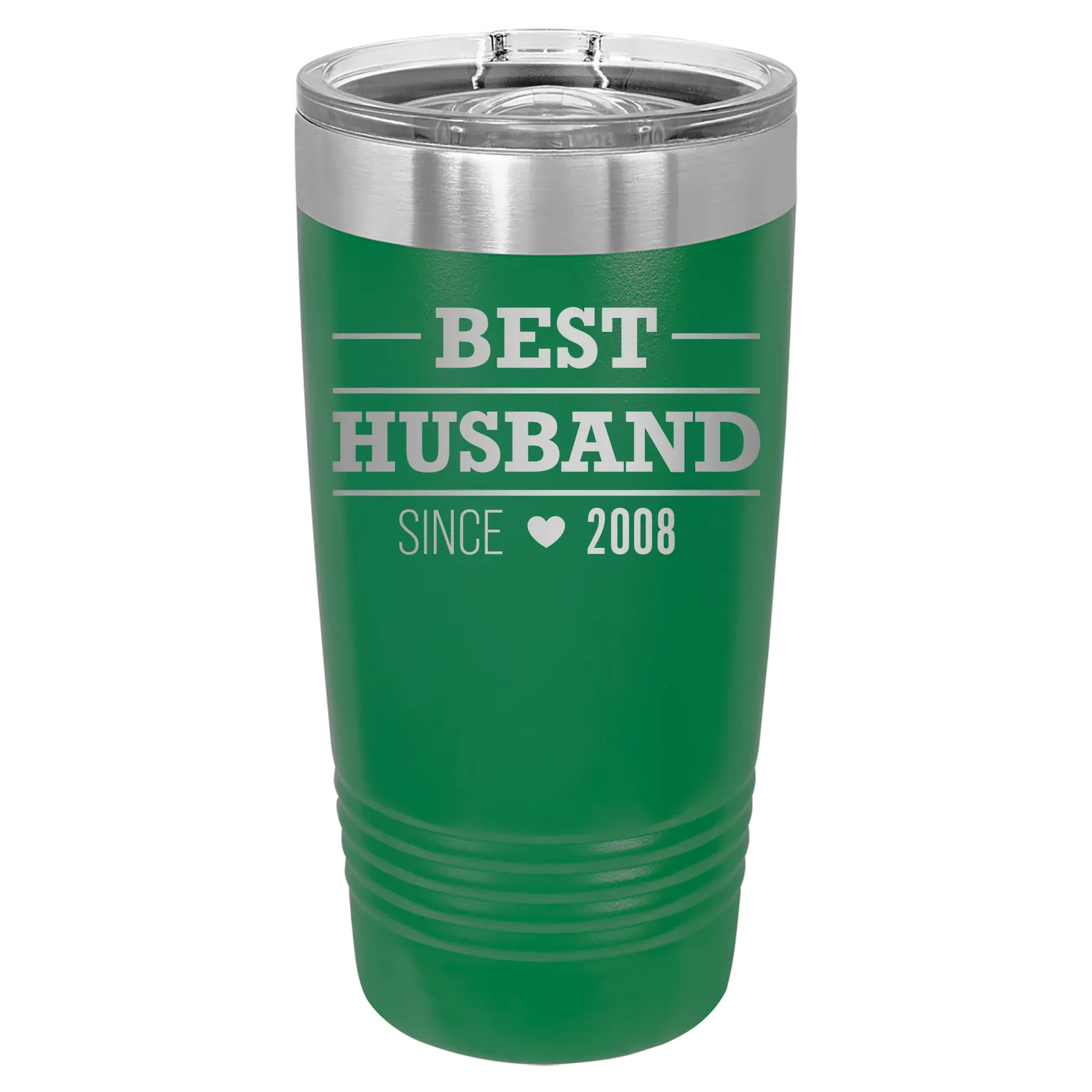 Personalized green 20 oz vacuum insulated tumbler with 'Best Husband' design