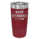 Personalized maroon 20 oz vacuum insulated tumbler with 'Best Husband' design