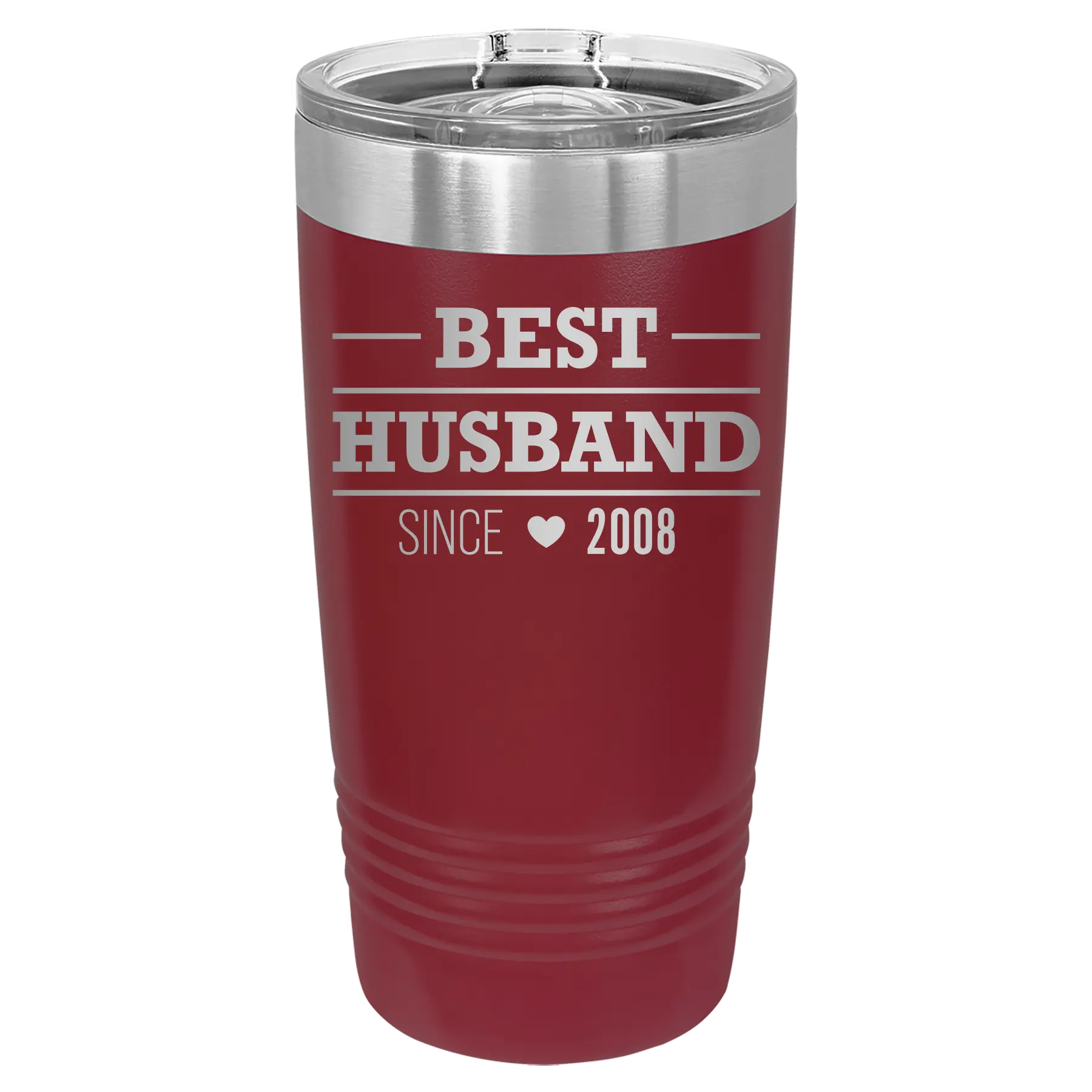 Personalized maroon 20 oz vacuum insulated tumbler with 'Best Husband' design