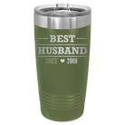 Personalized olive green 20 oz vacuum insulated tumbler with 'Best Husband' design