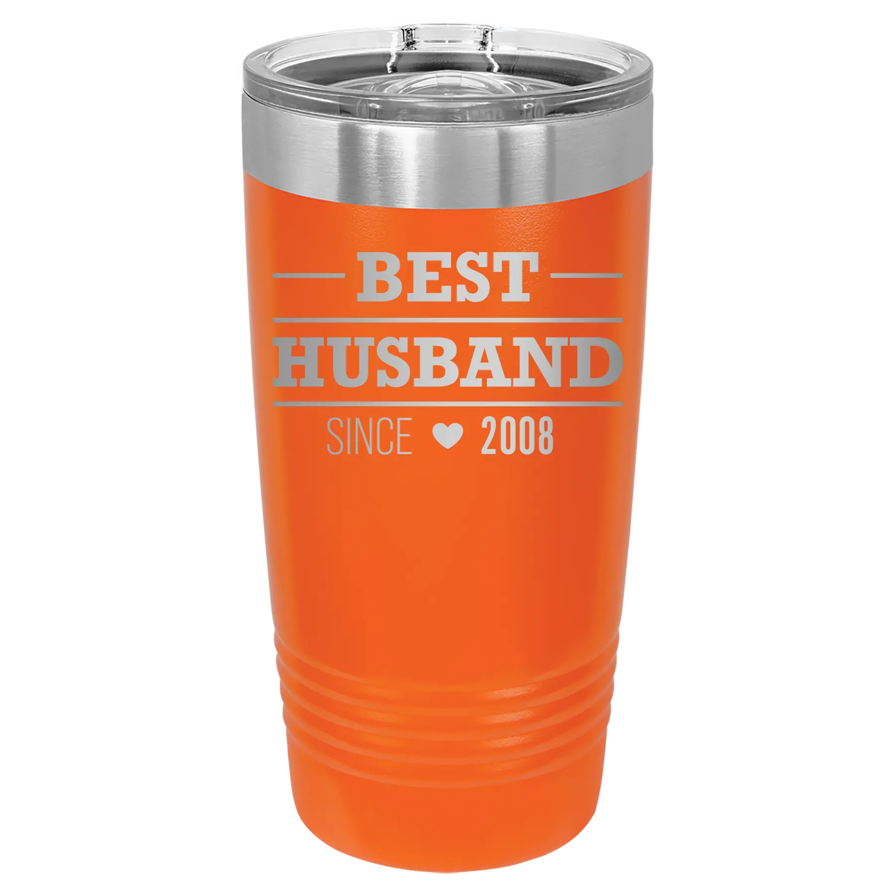 Personalized orange 20 oz vacuum insulated tumbler with 'Best Husband' design