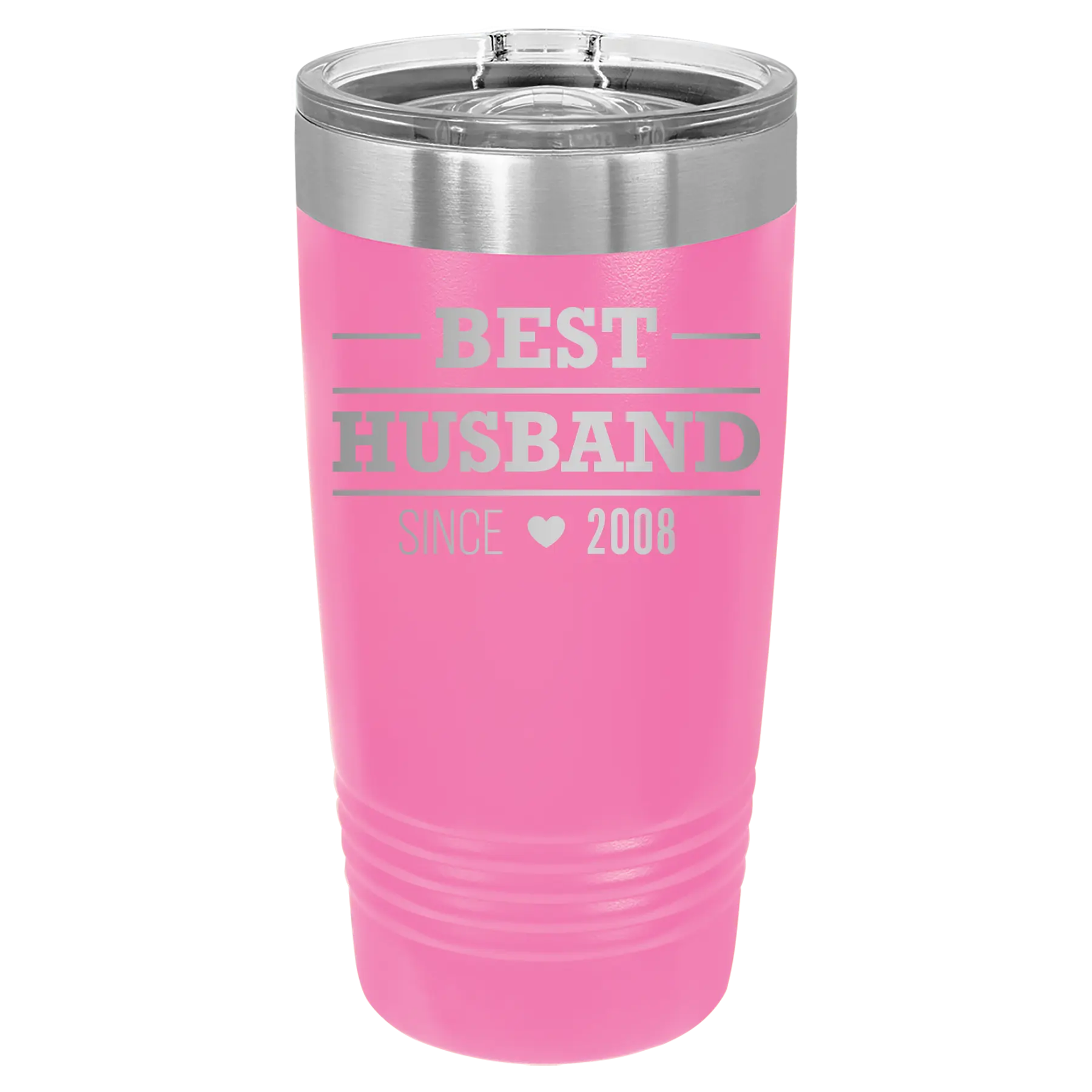 Personalized pink 20 oz vacuum insulated tumbler with 'Best Husband' design