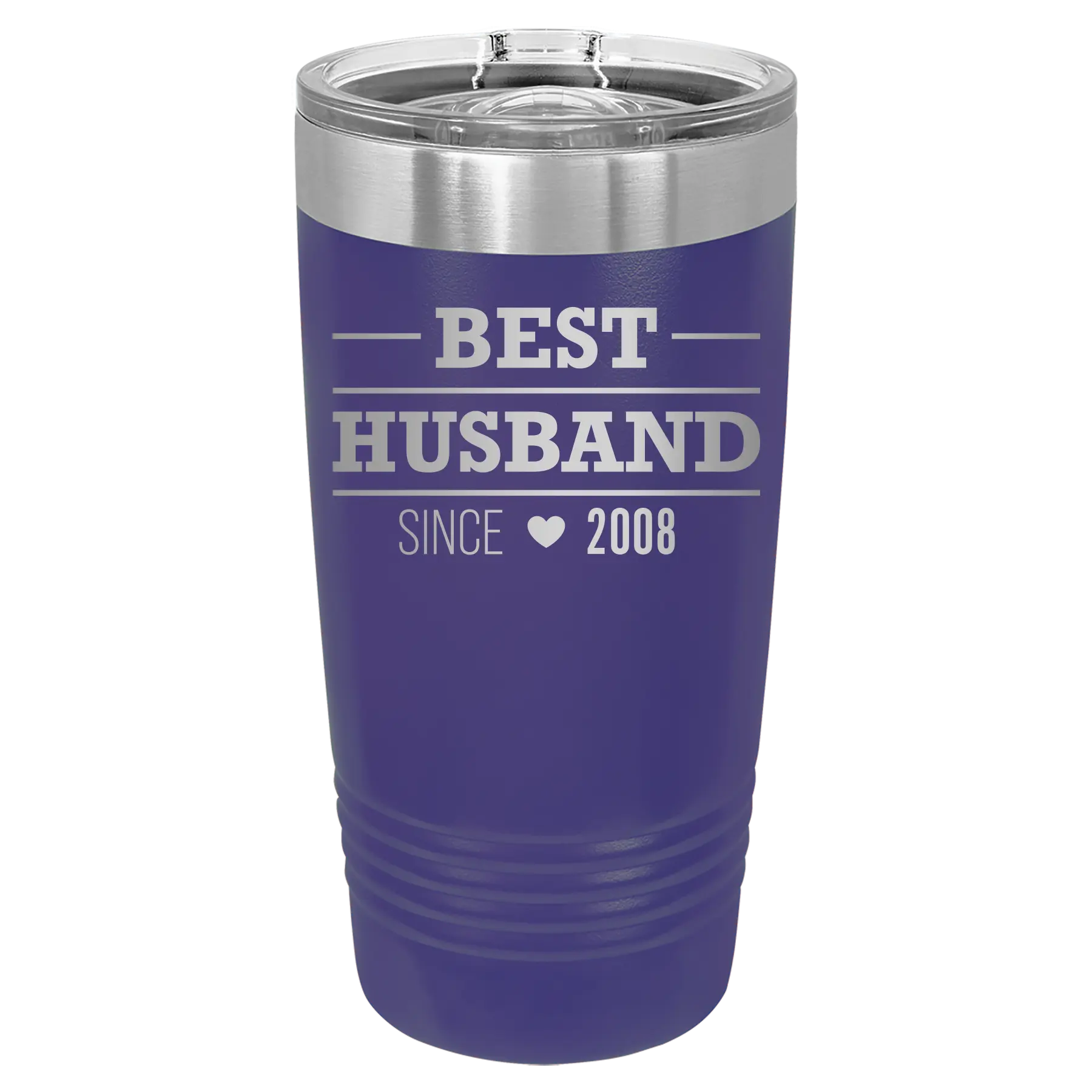 Personalized purple 20 oz vacuum insulated tumbler with 'Best Husband' design