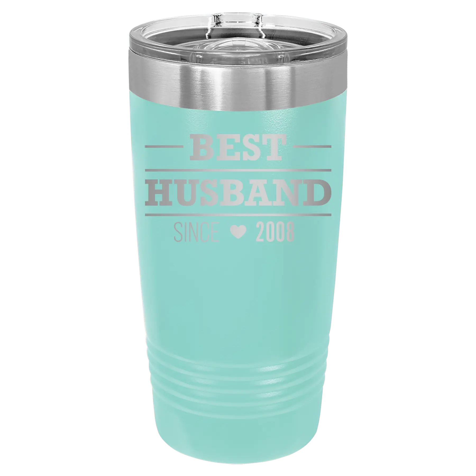 Personalized teal 20 oz vacuum insulated tumbler with 'Best Husband' design