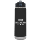 Personalized black 20 oz vacuum insulated water bottle with 'Best Husband' design