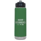 Personalized green 20 oz vacuum insulated water bottle with 'Best Husband' design