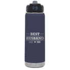 Personalized navy 20 oz vacuum insulated water bottle with 'Best Husband' design