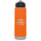 Personalized orange 20 oz vacuum insulated water bottle with 'Best Husband' design