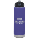Personalized purple 20 oz vacuum insulated water bottle with 'Best Husband' design