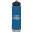 Personalized royal blue 20 oz vacuum insulated water bottle with 'Best Husband' design