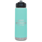 Personalized teal 20 oz vacuum insulated water bottle with 'Best Husband' design
