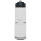 Personalized white 20 oz vacuum insulated water bottle with 'Best Husband' design