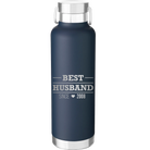 Personalized navy 24 oz vacuum insulated water bottle with 'Best Husband' design
