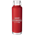 Personalized red 24 oz vacuum insulated water bottle with 'Best Husband' design