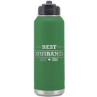 Personalized green 32 oz vacuum insulated water bottle with 'Best Husband' design