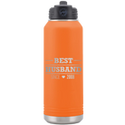 Personalized orange 32 oz vacuum insulated water bottle with 'Best Husband' design