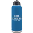 Personalized royal blue 32 oz vacuum insulated water bottle with 'Best Husband' design