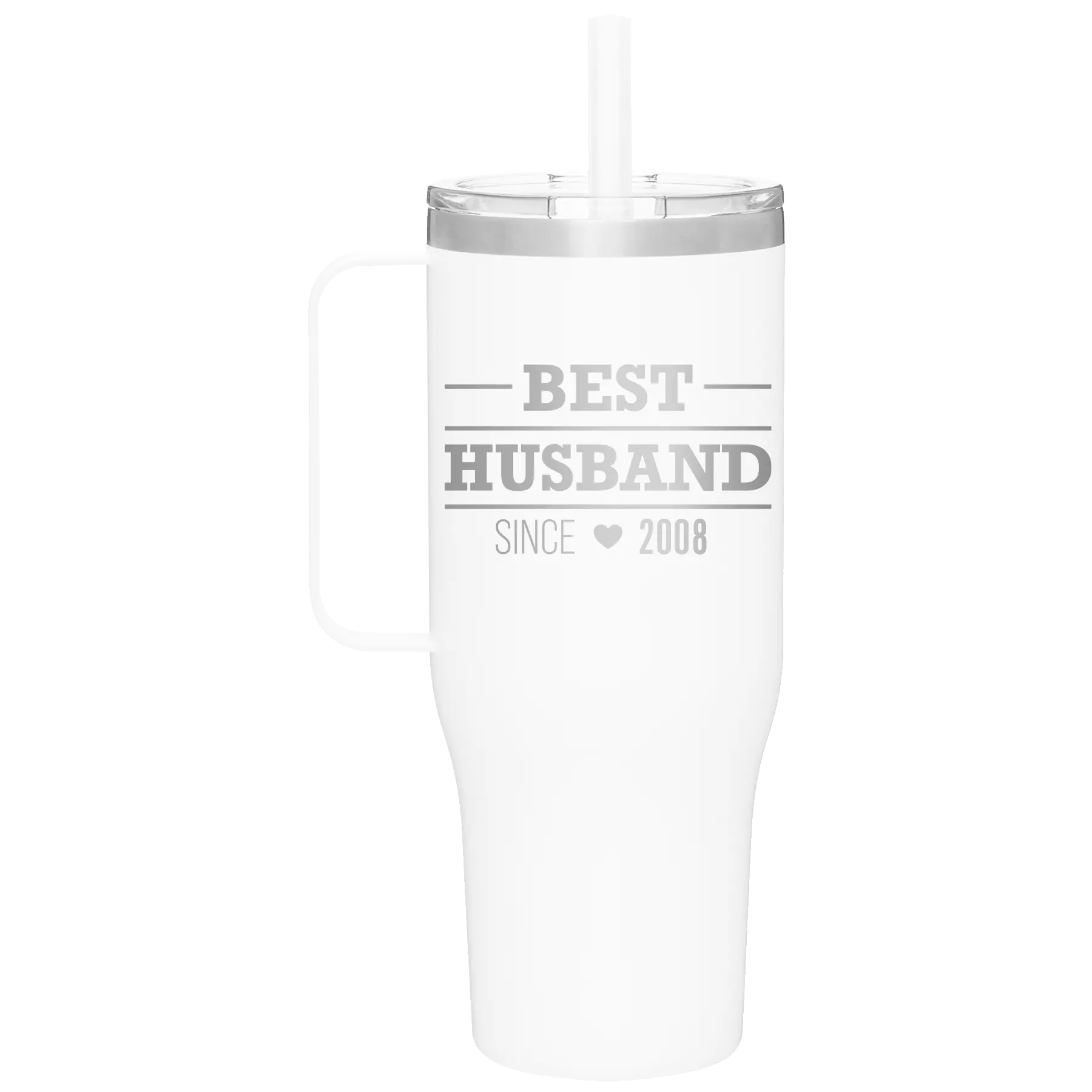 Personalized white 40 oz vacuum insulated tumbler mug with 'Best Husband' design
