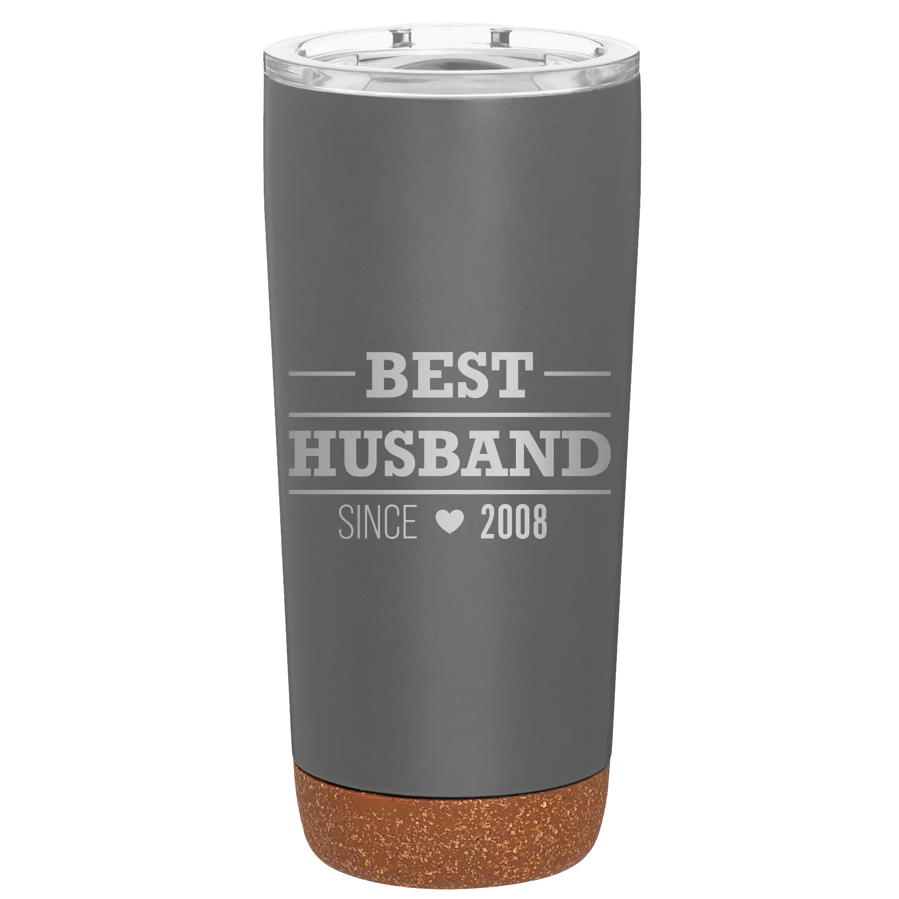 Personalized storm gray 20 oz vacuum insulated tumbler with 'Best Husband' design