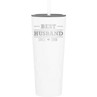 Personalized white 20 oz vacuum insulated tumbler with 'Best Husband' design