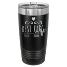 Personalized black 20 oz vacuum insulated tumbler with 'Best Wife' design