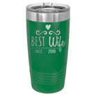 Personalized green 20 oz vacuum insulated tumbler with 'Best Wife' design