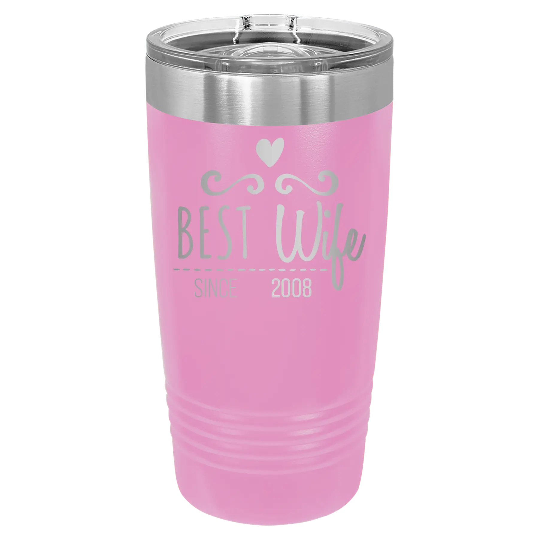 Personalized light purple 20 oz vacuum insulated tumbler with 'Best Wife' design