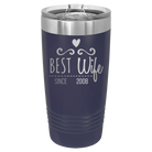 Personalized navy 20 oz vacuum insulated tumbler with 'Best Wife' design