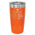 Personalized orange 20 oz vacuum insulated tumbler with 'Best Wife' design