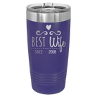 Personalized purple 20 oz vacuum insulated tumbler with 'Best Wife' design