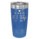 Personalized royal blue 20 oz vacuum insulated tumbler with 'Best Wife' design