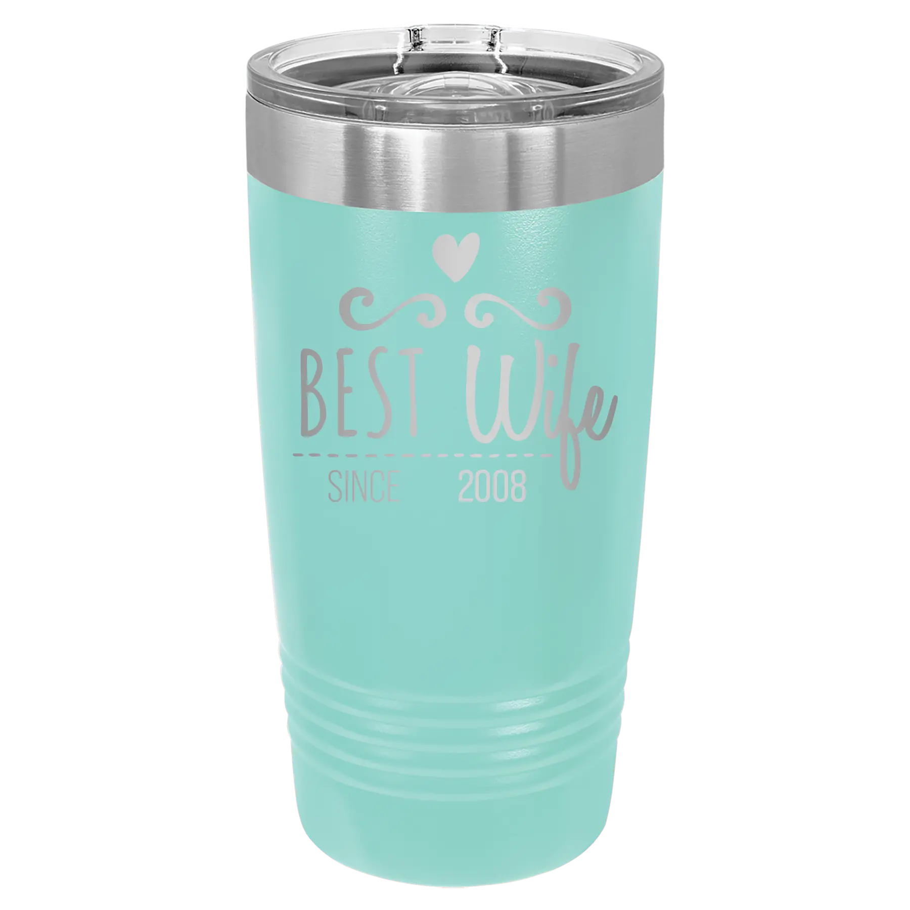 Personalized teal 20 oz vacuum insulated tumbler with 'Best Wife' design