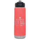 Personalized coral 20 oz vacuum insulated water bottle with 'Best Wife' design