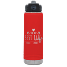 Personalized red 20 oz vacuum insulated water bottle with 'Best Wife' design