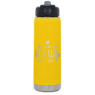 Personalized yellow 20 oz vacuum insulated water bottle with 'Best Wife' design