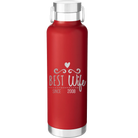 Personalized red 24 oz vacuum insulated water bottle with 'Best Wife' design