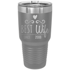 Personalized dark gray 30 oz vacuum insulated tumbler with 'Best Wife' design