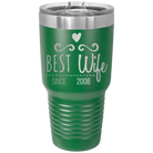 Personalized green 30 oz vacuum insulated tumbler with 'Best Wife' design