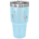 Personalized light blue 30 oz vacuum insulated tumbler with 'Best Wife' design
