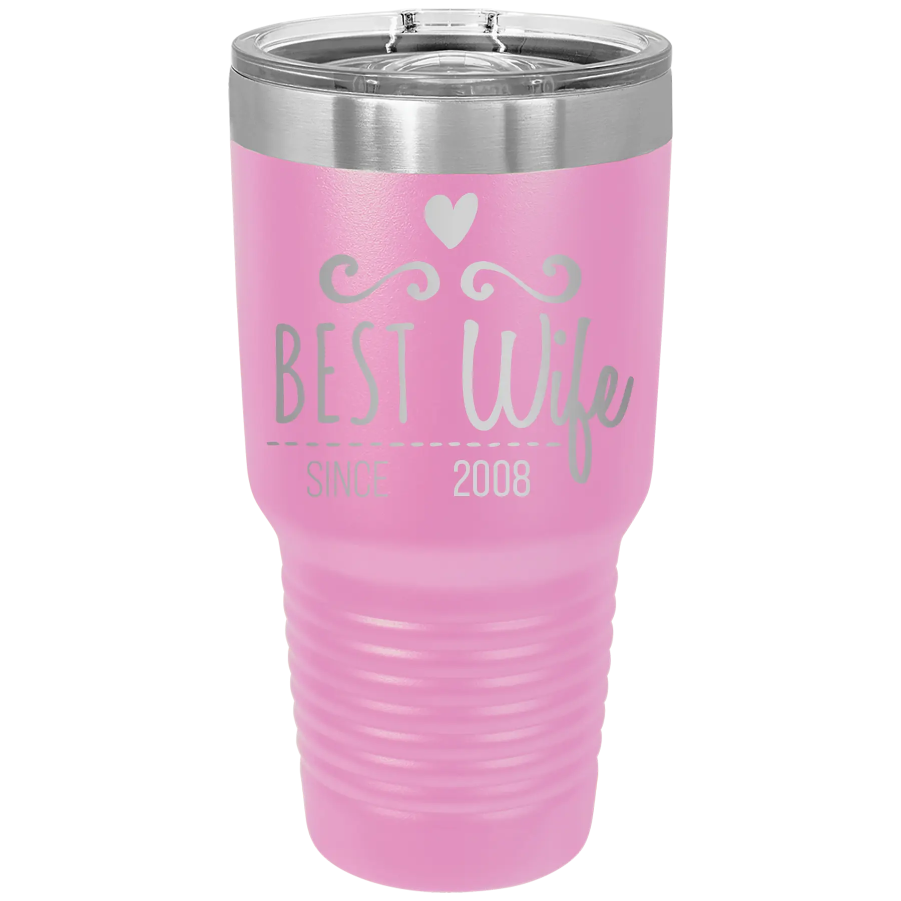 Personalized light purple 30 oz vacuum insulated tumbler with 'Best Wife' design