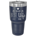 Personalized navy 30 oz vacuum insulated tumbler with 'Best Wife' design