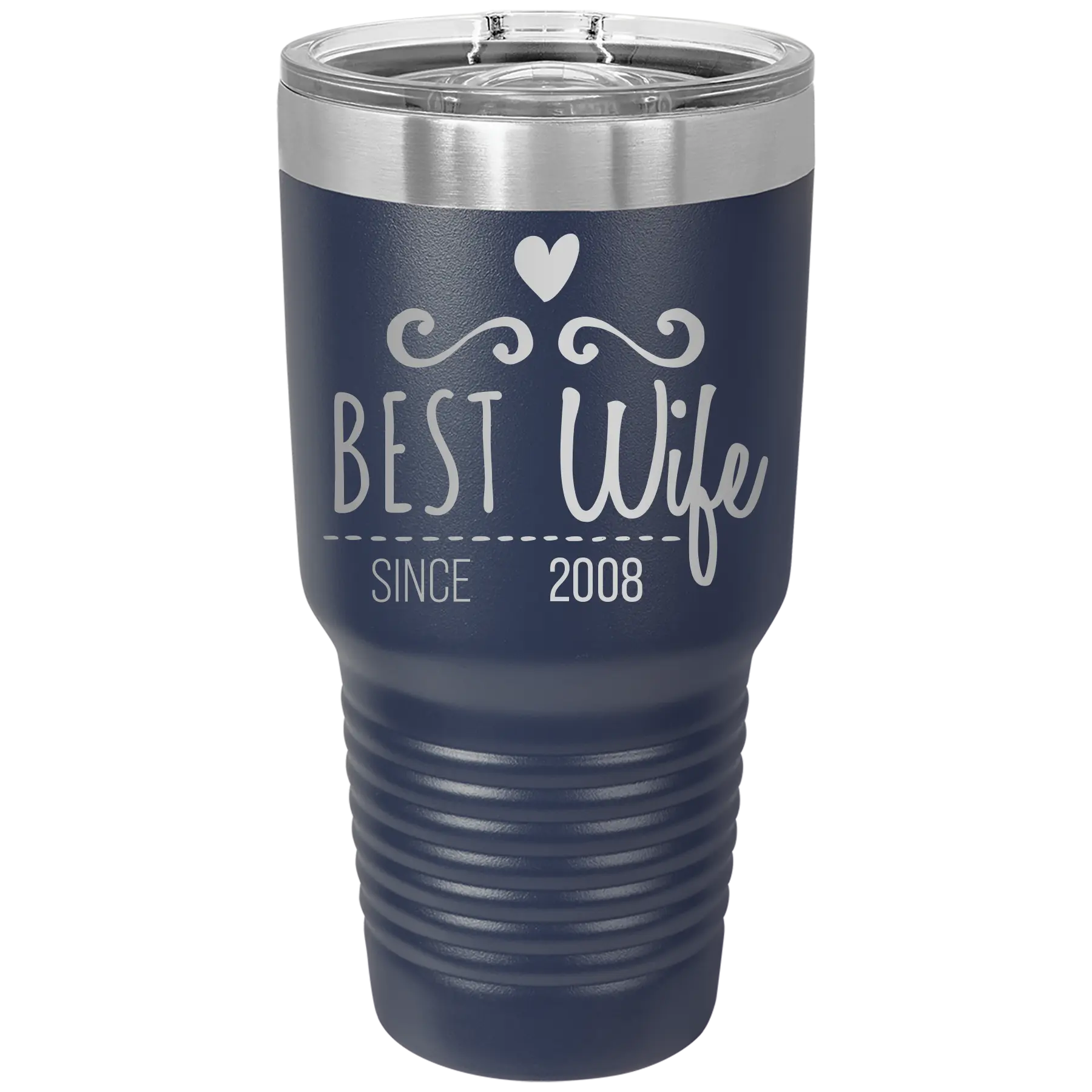 Personalized navy 30 oz vacuum insulated tumbler with 'Best Wife' design