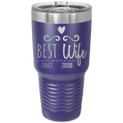 Personalized purple 30 oz vacuum insulated tumbler with 'Best Wife' design