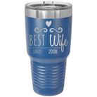 Personalized royal blue 30 oz vacuum insulated tumbler with 'Best Wife' design