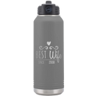 Personalized dark gray 32 oz vacuum insulated water bottle with 'Best Wife' design